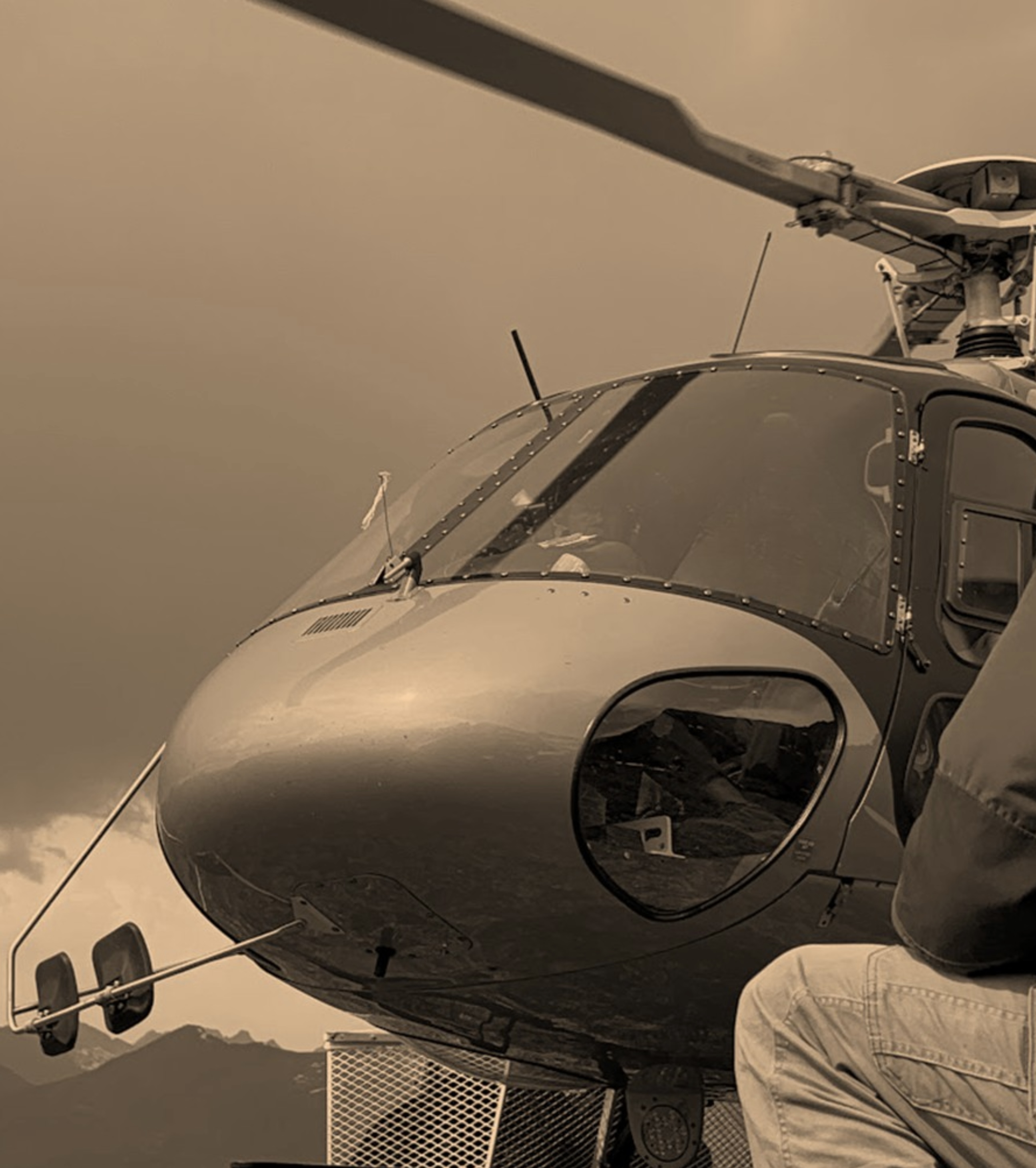 Helicopter on a remote exploration site